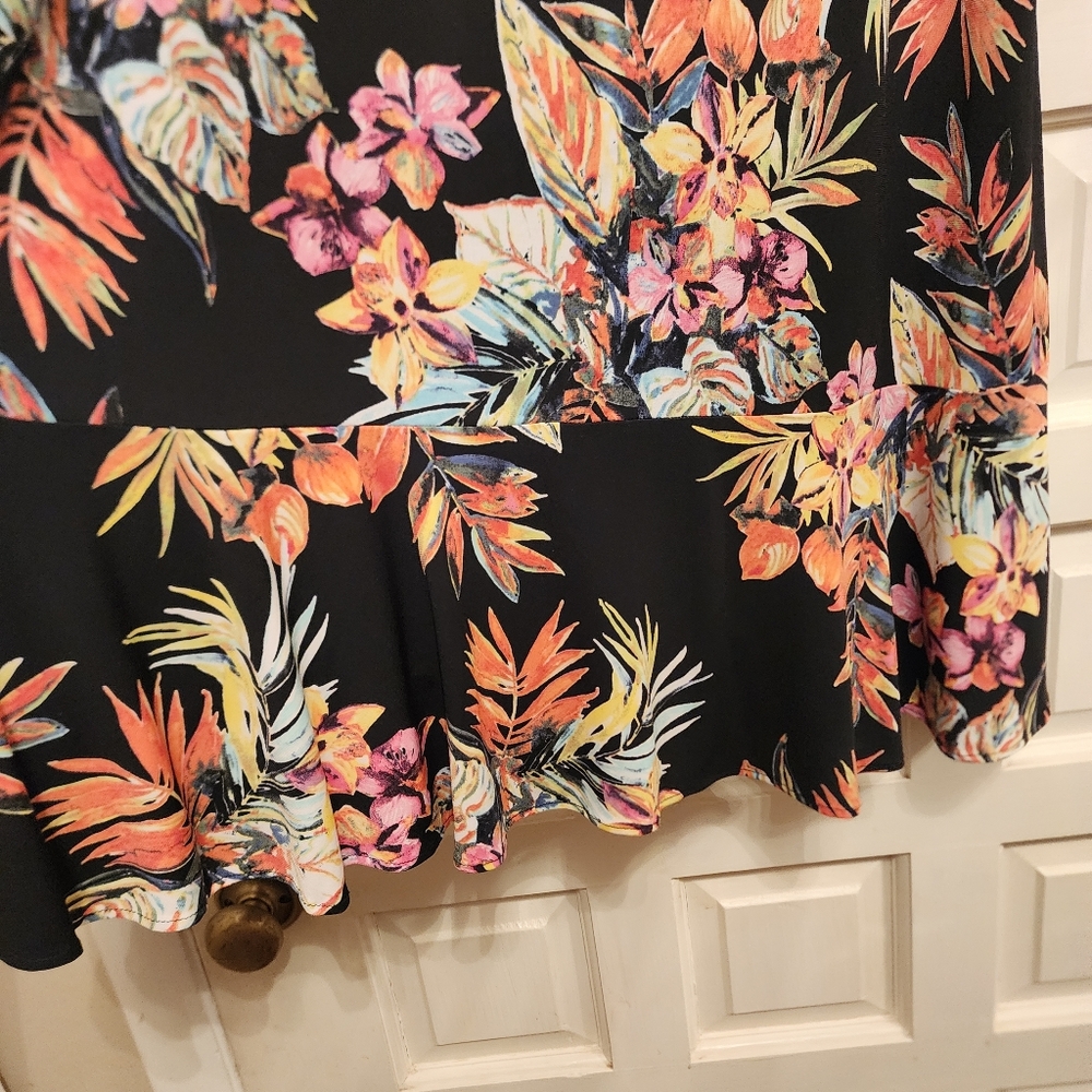 SOFT WORKS Tropical Bloom Sleeveless Midi Dress XL Lined V-Neck All Occsasion - Picture 3 of 9